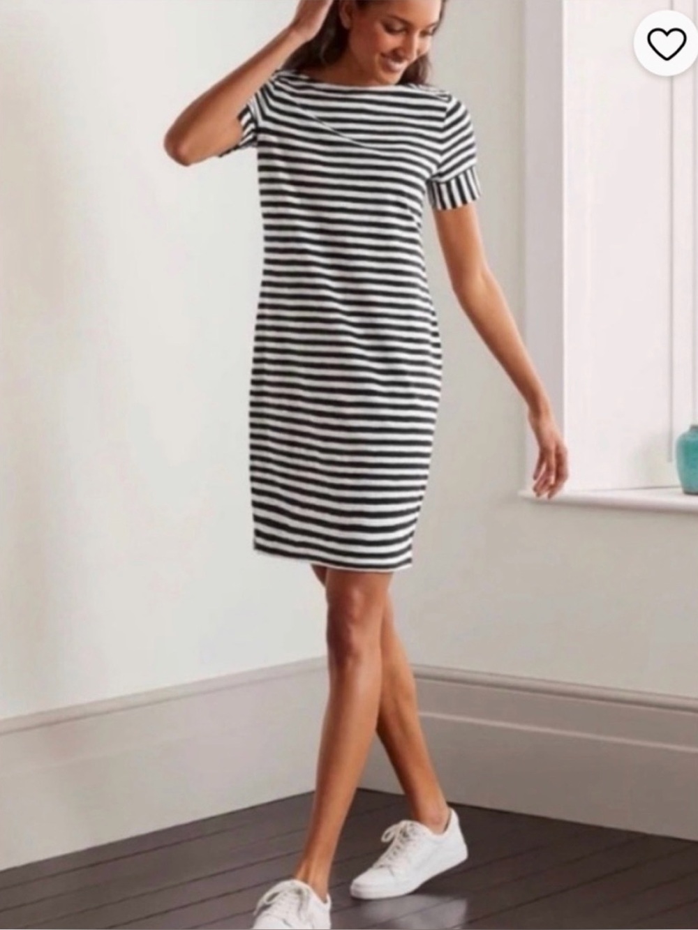 Boden Darcey Jersey Striped Dress Navy & White Cotton Coastal Preppy